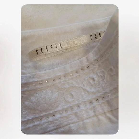 Precis Petites Linen Blend White Wide Leg Pants Size 10 - Picture 9 of 10